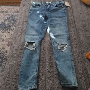 NEW Free People High Rise Busted Skinny Jeans in Blue 27 Long_ Fit Small